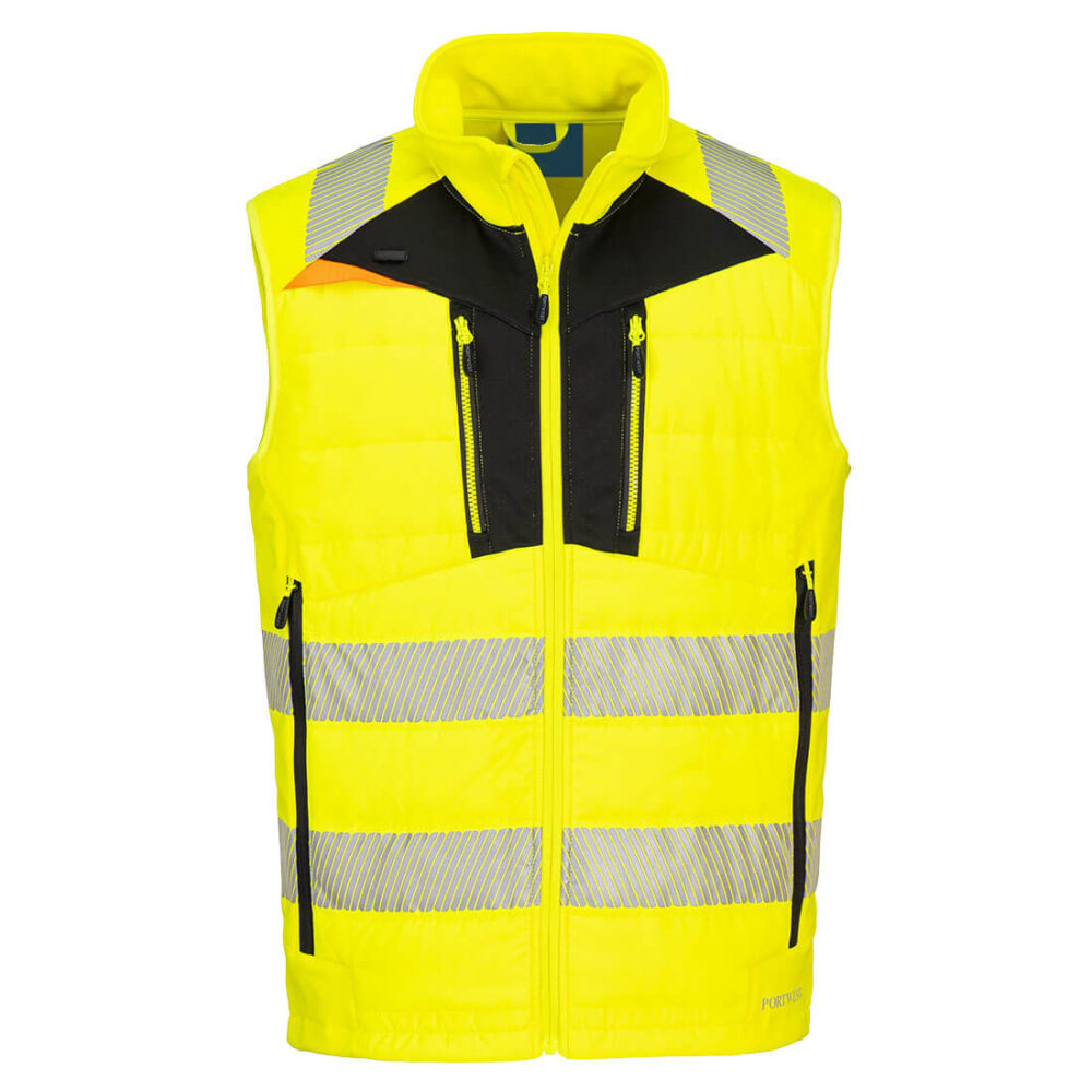 Hi-Vis Hybrid Baffle Bodywarmer Water Resistant Breathable Fabric