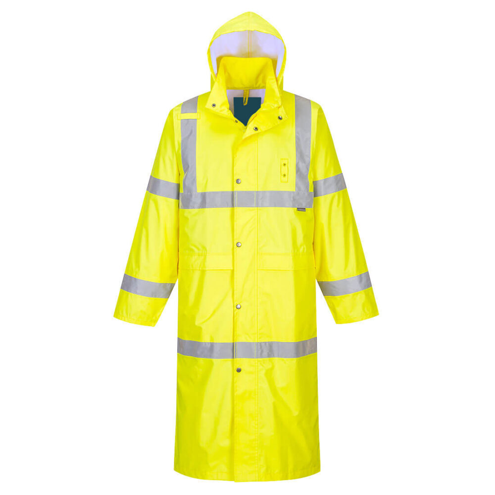 Fully Customized OEM Hi-Vis Rain Coat 122cm Waterproof with taped seams